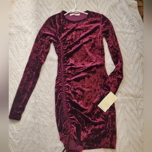 Juniors' 'Live To Be Spoiled' Back Keyhole Velvet Fit & Flare Dress (Wine Color)